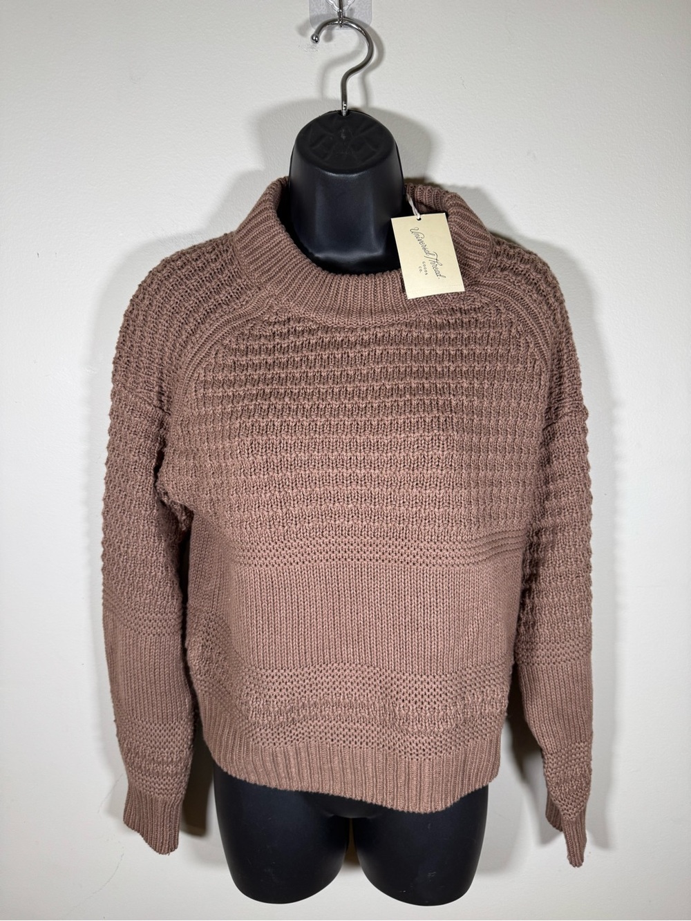 NWT Universal Thread Taupe Textured Knit Mock Neck Sweater XS